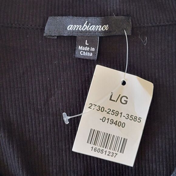 Ambiance Black Mini Dress Med to Large* Ribbed Collared Pullover Stretch Bodycon - Picture 10 of 11